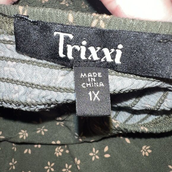 Trixxi Women's Plus 1X Dress Green Floral Adjustable Boho Festival Hippie Fairy - Picture 6 of 7